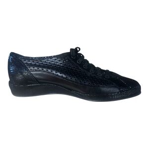 Amalfi By Rangoni Black Woven Lace-Up Confort Shoe Size 6.5 Made In Italy